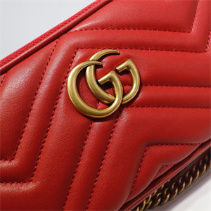 Gu.cci GG Marmont Mini Chain Bag Red Leather 546581