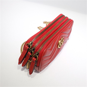Gu.cci GG Marmont Mini Chain Bag Red Leather 546581