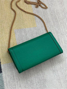 Gu.cci Diana Chain Wallet Green Leather 658243