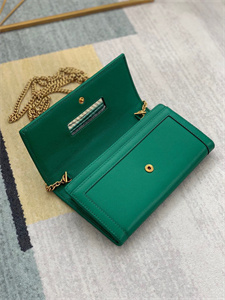 Gu.cci Diana Chain Wallet Green Leather 658243