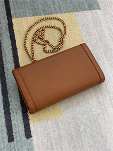 Gu.cci Diana Chain Wallet Brown Leather 658243