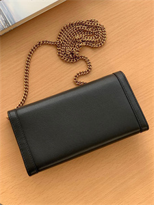 Gu.cci Diana Chain Wallet Black Leather 658243