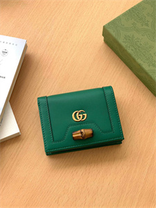 Gu.cci Diana Card Case Wallet Green Leather 658244