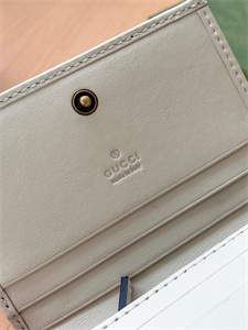 Gu.cci Diana Card Case Wallet White Leather 658244