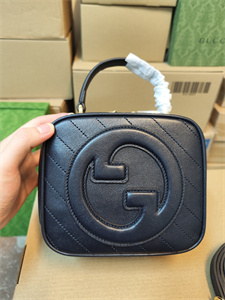 Gu.cci Blondie Top Handle Bag Black Leather 744434