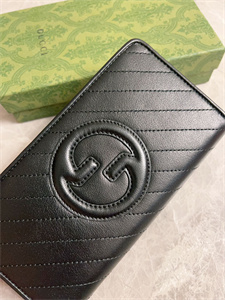 Gu.cci Blondie Zip Around Wallet Black Leather 760312