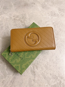 Gu.cci Blondie Zip Around Wallet Brown Leather 760312