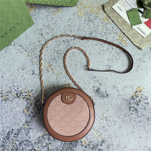 Gu.cci Ophidia GG Mini Round Shoulder Bag Pink 550618