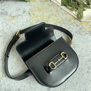 Gu.cci Horsebit 1955 Rounded Belt Bag Black Leather 760198