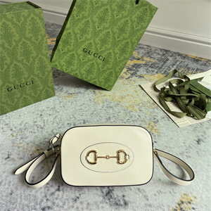 Gu.cci Horsebit 1955 Small Shoulder Bag White Leather 760196