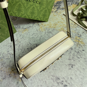 Gu.cci Horsebit 1955 Small Shoulder Bag White Leather 760196