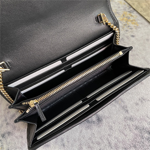 Gu.cci Blondie Continental Chain Bag Black Leather 725215