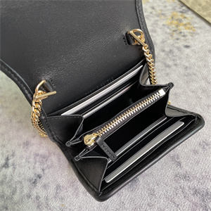 Gu.cci Blondie Medium Chain Wallet Black Leather 725219