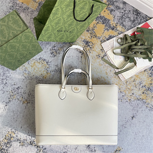 Gu.cci Ophidia Medium Tote Bag White Leather 778958