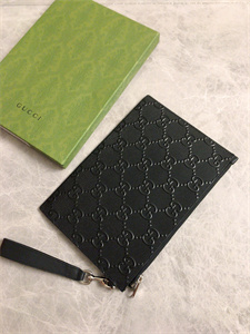 Gu.cci GG Clutch Bag Embossed Black Leather 625569