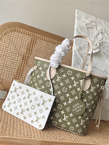 L.V Neverful MM Monogram Empreinte Green/Beige M46102