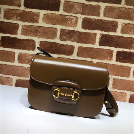 Gu.cci Horsebit 1955 Shoulder Bag Brown Leather 602204