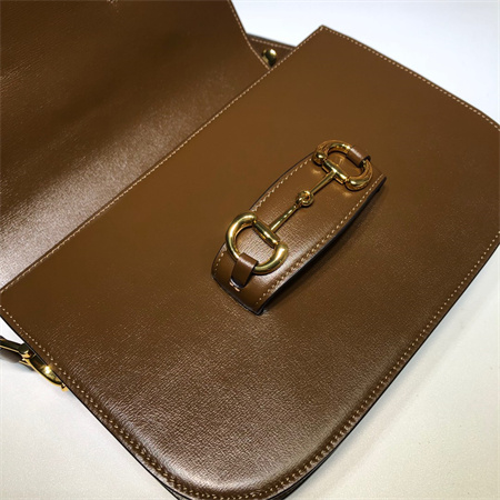 Gu.cci Horsebit 1955 Shoulder Bag Brown Leather 602204
