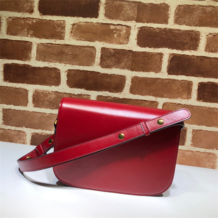 Gu.cci Horsebit 1955 Shoulder Bag Red Leather 602204