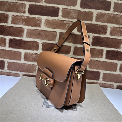 Gu.cci Horsebit 1955 Shoulder Bag Brown Leather 602204