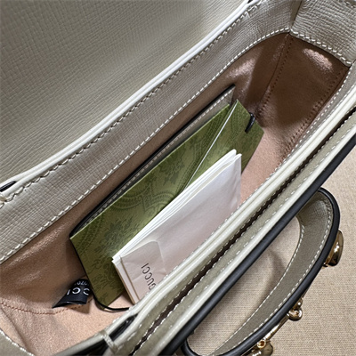 Gu.cci Horsebit 1955 Mini Rounded Bag White Leather 760191