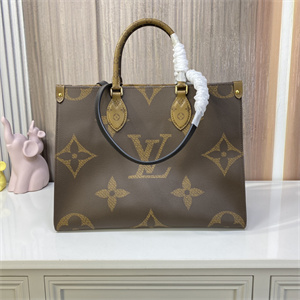 L.V ONTHEGO MM Monogram Canvas with Black Leather Long Strap M45321