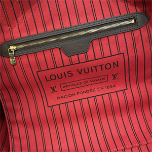 L.V Neverful GM Damier Ebene Inside Red N41357