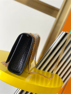 Y.S.L KATE MEDIUM TASSEL IN CROCODILE EMBOSSED Leather Gold Tone Metal Black Color