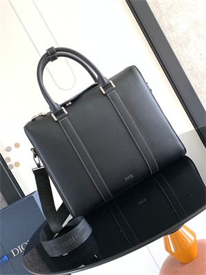 Di.or Lingot Briefcase Black Grained Calfskin