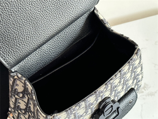 Di.or Mini  Gallop Sling Bag Beige & Black oblique Jacquard Black Grained Calfskin