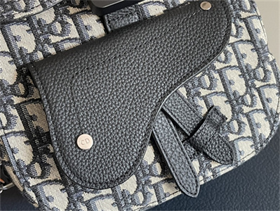 Di.or Mini  Gallop Sling Bag Beige & Black oblique Jacquard Black Grained Calfskin