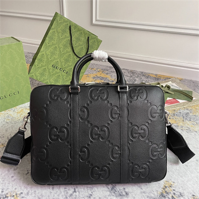 Gu.cci Jumbo GG Briefcase Black leather  658573