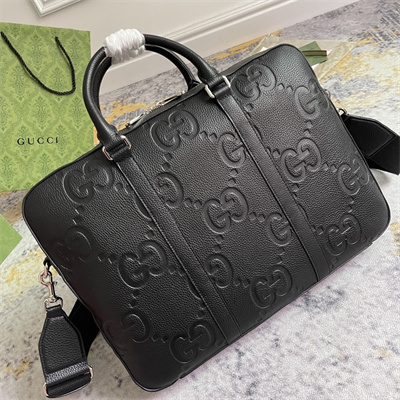 Gu.cci Jumbo GG Briefcase Black leather  658573