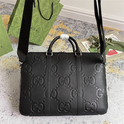 Gu.cci Jumbo GG Briefcase Black leather  658573