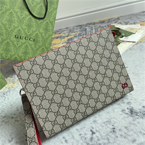 Gu.cci Pouch Canvas with GG Detail Red 768255