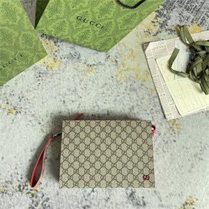 Gu.cci Pouch Canvas with GG Detail Red 768255