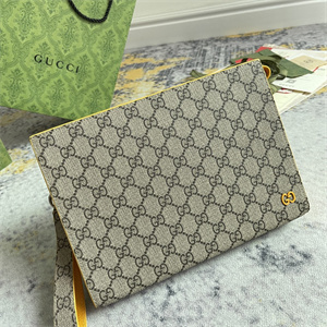 Gu.cci Pouch Canvas with GG Detail Yellow 768255