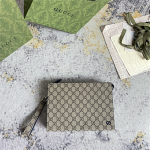 Gu.cci Pouch Canvas with GG Detail Blue 768255