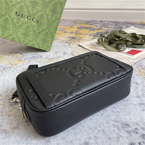 Gu.cci Jumbo GG Pouch Black Leather 760245