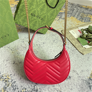 Gu.cci GG Marmont Half Moon Shaped Mini Bag Red 699514