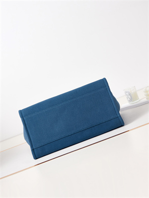 Cha.nel Deauville Large Shopping Bag Mixed Fibers Gold Tone Metal Blue A66941