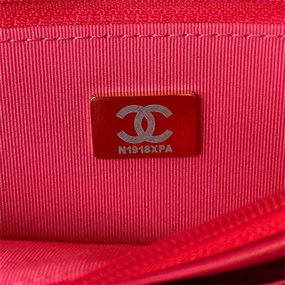 Cha.nel Wallet On Chain With Top Handle Lambskin Gold Tone Metal Peach Blossom AP3381