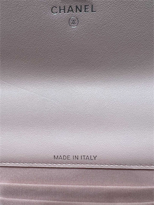 Cha.nel Wallet On Chain With Top Handle Shiny Calfskin Silver Tone Metal Pink AP3566