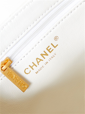 Cha.nel Mini Shopping Bag Kelly Bag Shiny Aged Calfskin Gold-Tone Metal White AS4416
