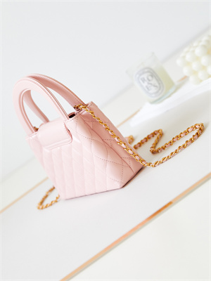 Cha.nel Mini Shopping Bag Kelly Bag Shiny Aged Calfskin Gold-Tone Metal Pink AS4416