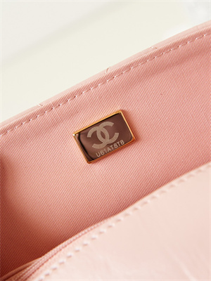Cha.nel Flap Bag Aged Calfskin Gold Tone Metal Pink AS4423