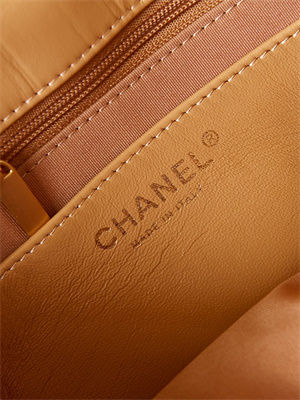 Cha.nel Flap Bag Aged Calfskin Gold Tone Metal Brown AS4423