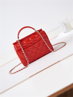 Cha.nel Small Box Bag Patent Calfskin & Gold-Tone Metal Red AS4511