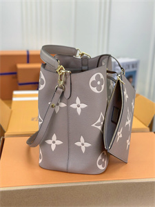 L.V Néonoé MM Bag Monogram Empreinte Tourterelle/Cream M45497