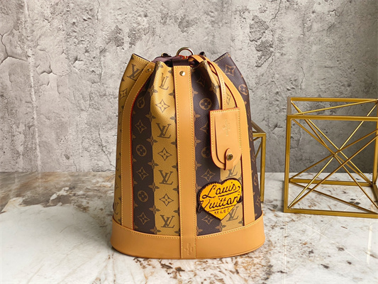 L.V Randonne Backpack  Monogram Stripes Brown Canvas M45968